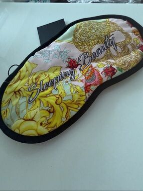 Philipp Plein Floral Satin Sleep Mask in Yellow, Pink, Black